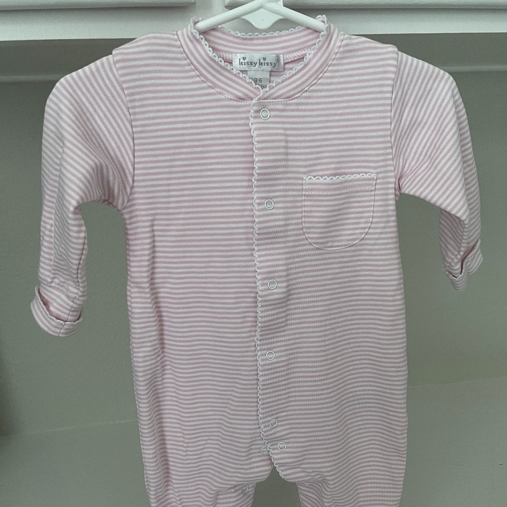 Pink and White Striped Kissy Kissy Footie